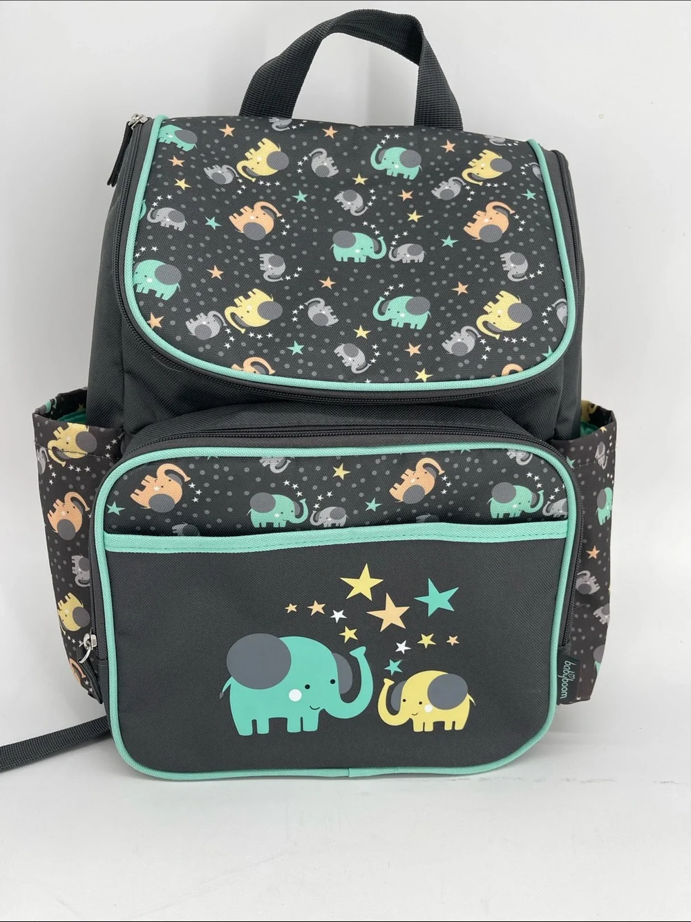 Babyboom Elephant Print Top Zip Backpack Diaper Bag